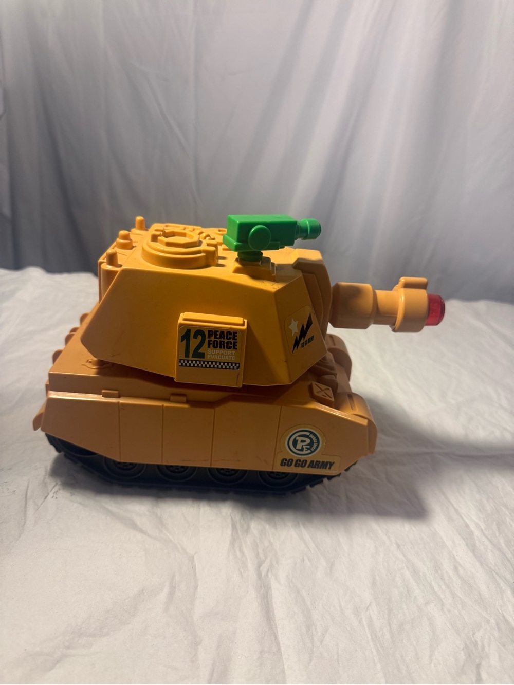 Yellow Kids Tank Toy with Green Turret by